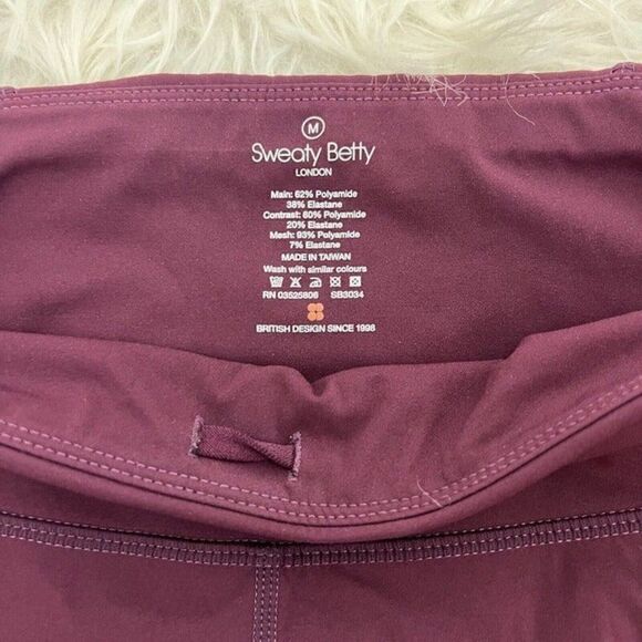 Sweaty Betty Womens Power 7/8 Mesh Workout Cropped Leggings Red Maroon Medium - Picture 3 of 12